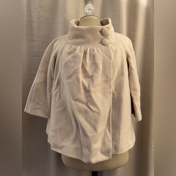 Rebecca Taylor Cream 1/2 sleeve short wool coat Size 2